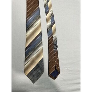 Vtg‎ Givenchy Gentleman Paris Tan/Blue Striped Neck Tie